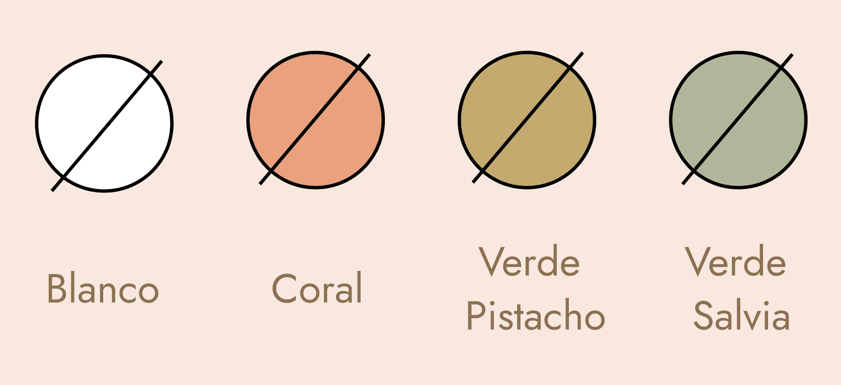 Colores reservados: blanco, terracota, melocotón, dorado y verde salvia