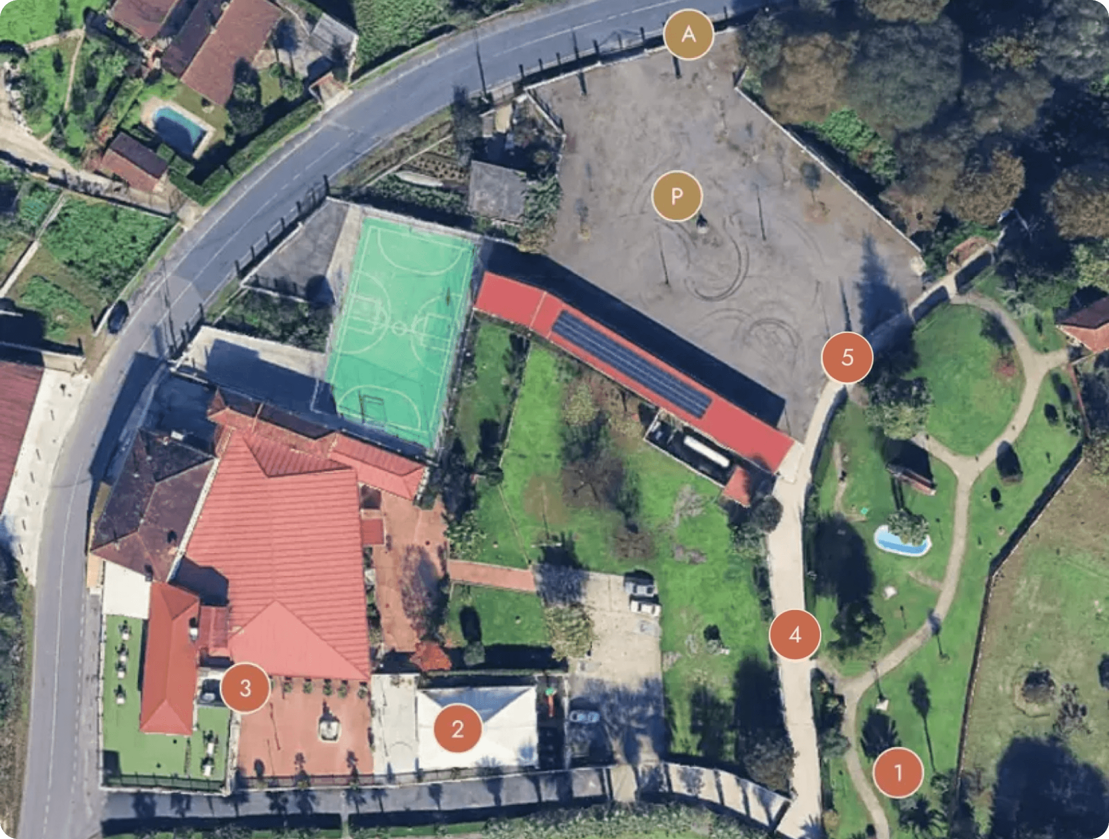 Mapa del Complejo Santos con las zonas del evento